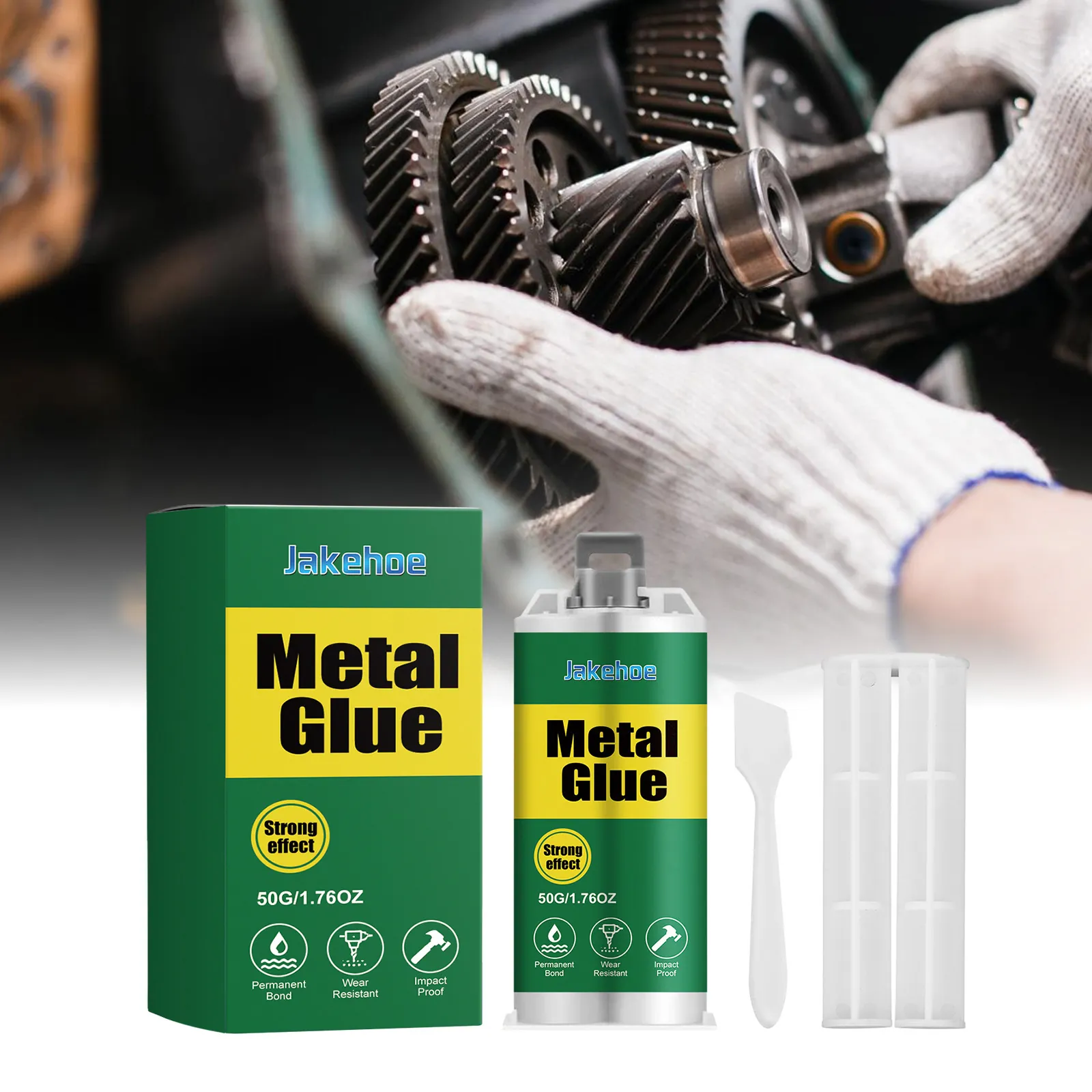 JAKEHOE Industrial Metal Repair Glue Strong Permanent Bond Waterproof Heat Resistant Cold Weld Glue For Metal Pipe Crack Repair