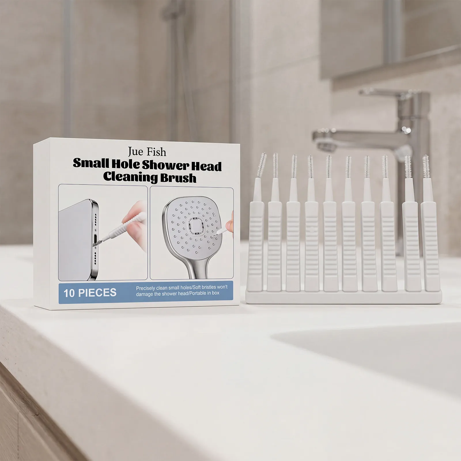 Multi-purpose Small Hole Cleaning Brush Set 10 Pieces For Shower Head Phone Charging Port Deep Cleaning Unclogging Tool White