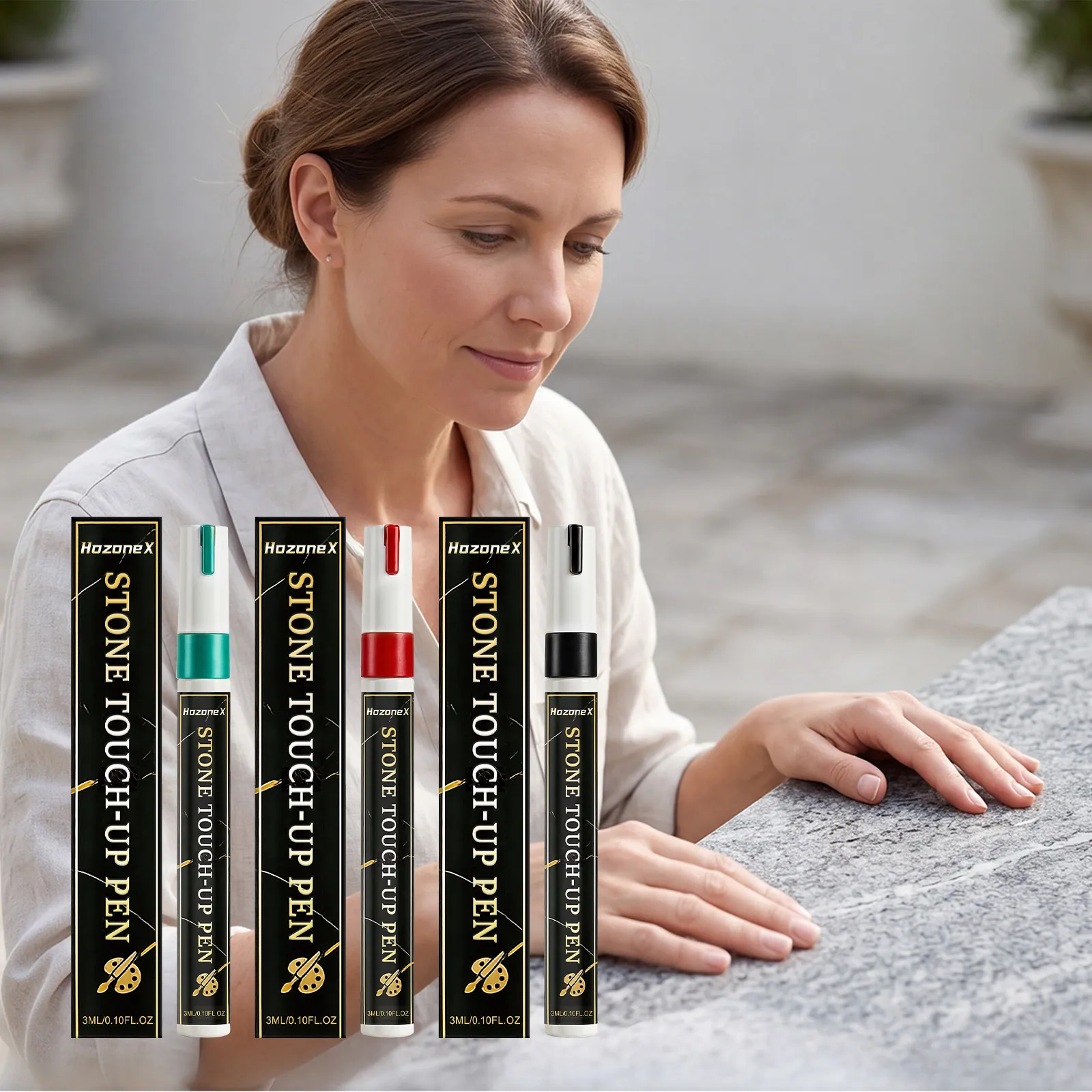 Professional Stone Touch-up Pen For Outdoor Granite Marble Tombstone Marking Waterproof Fade-Resistant Fast-Drying Repair Pen
