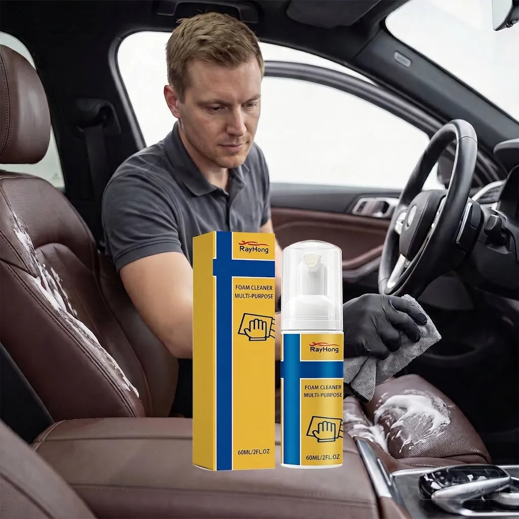RayHong Multi-Purpose Foam Cleaner Deep Cleaning For Car Interior Leather Fabric Vinyl Plastic Metal Surface Gentle Detergent