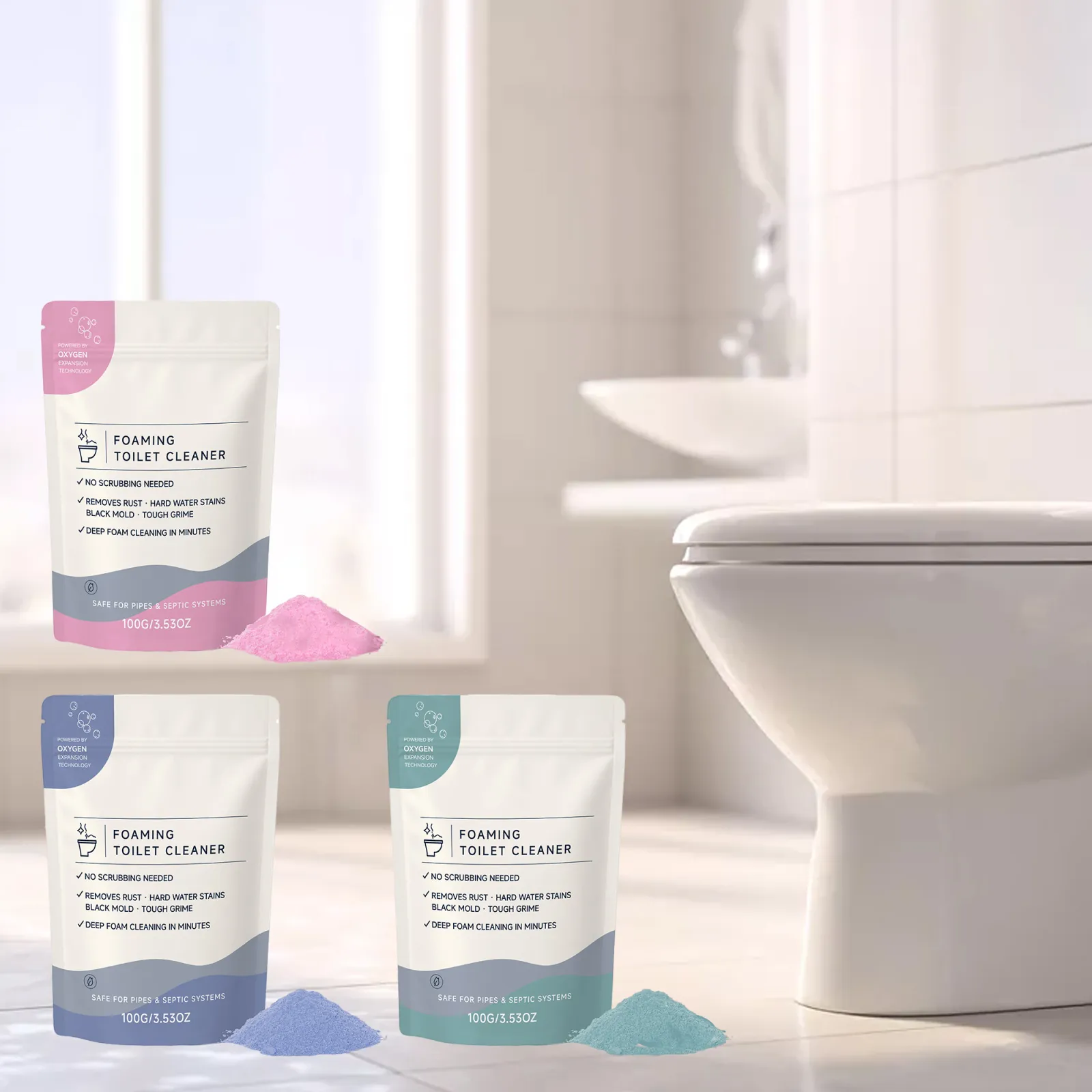 Foaming Toilet Cleaner Powder Deep Cleaning Rust Stain Remover Oxygen Expansion Technology For Bathroom Maintenance