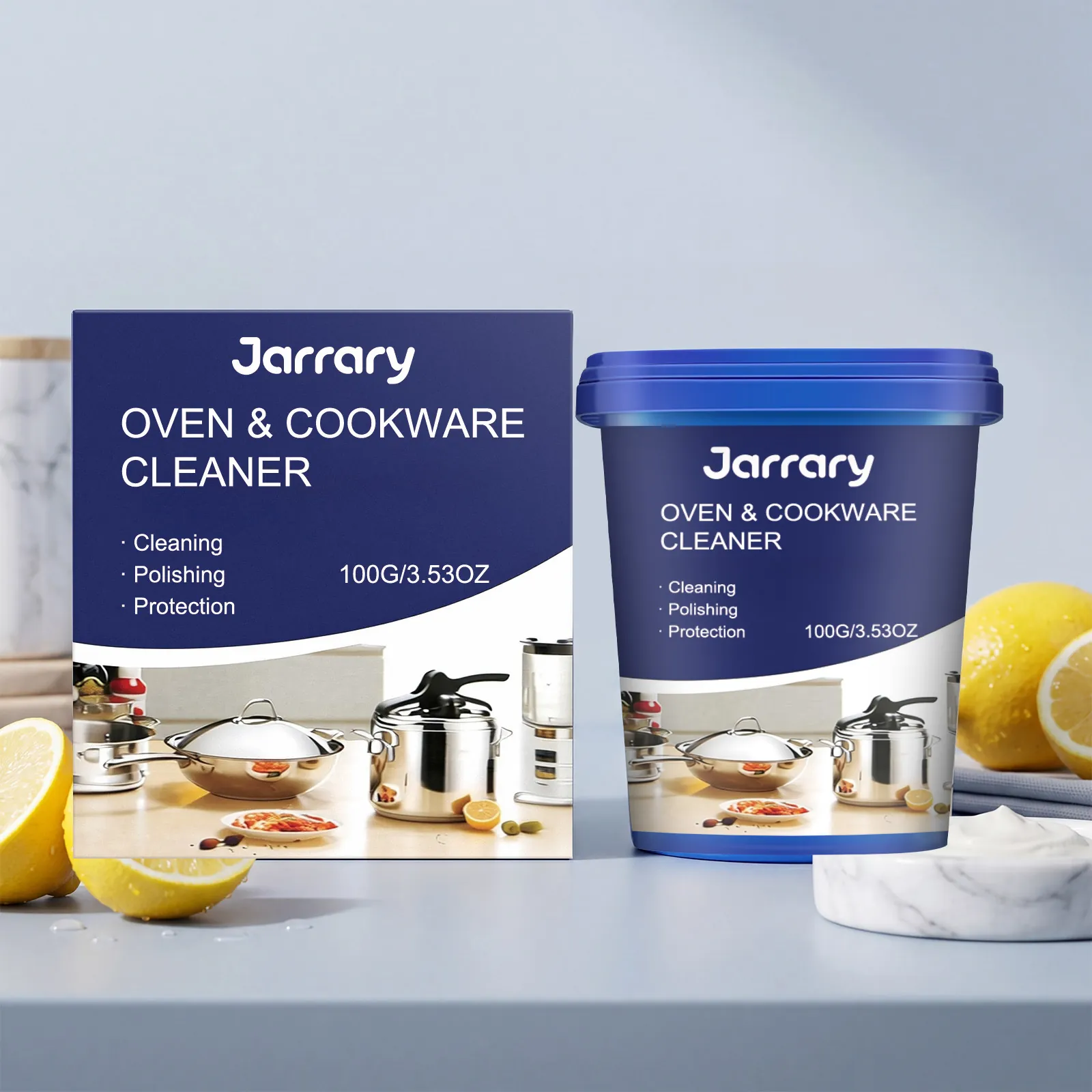 Jarrary Cookware Cleaning Paste Stainless Steel Oven Cleaner Multi Purpose Degreaser For Kitchen Polishing Protection