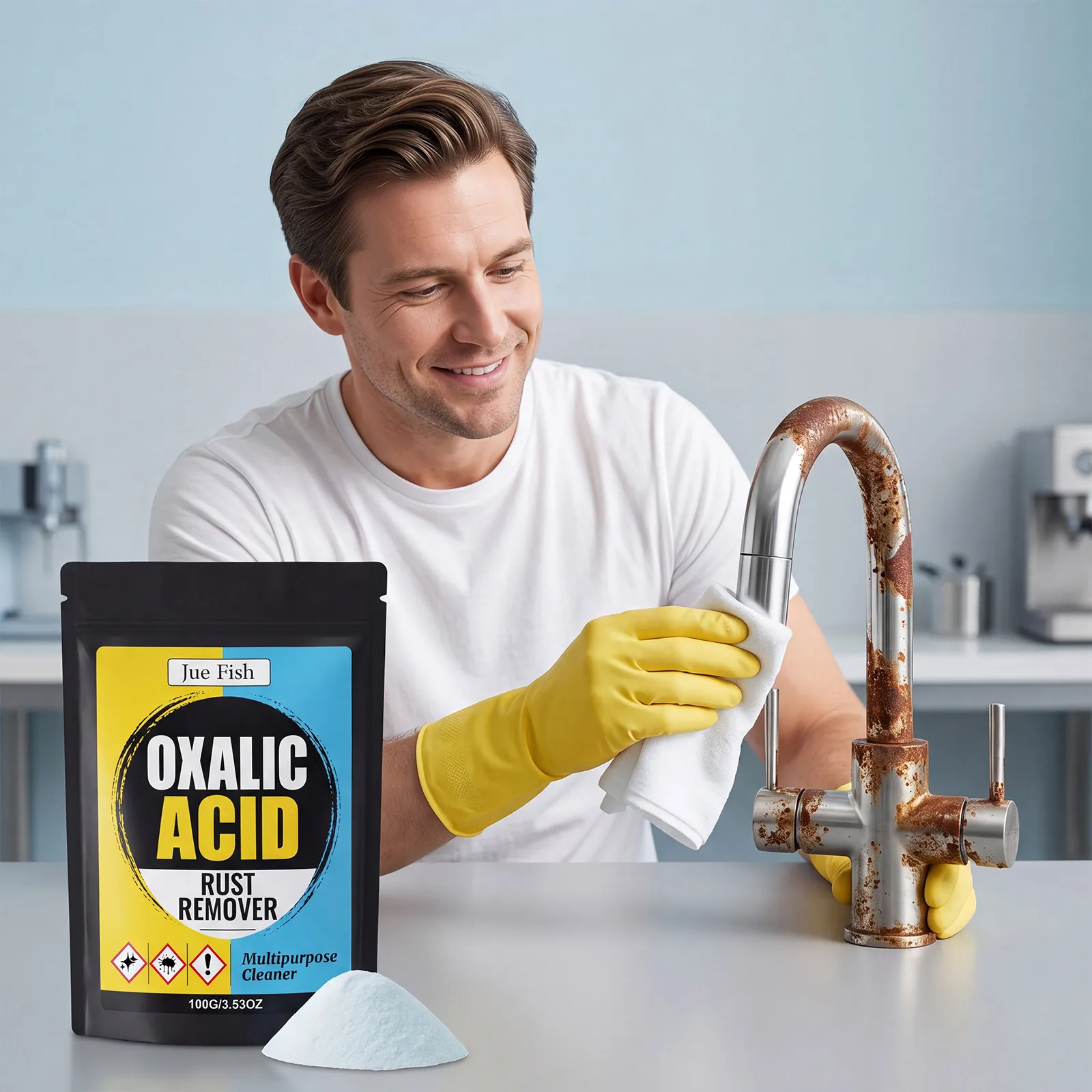 Oxalic Acid Rust Removal Powder For Car Kitchen Faucet Cleaning Heavy Duty Stainless Steel Cleaner Stain Remover Agent