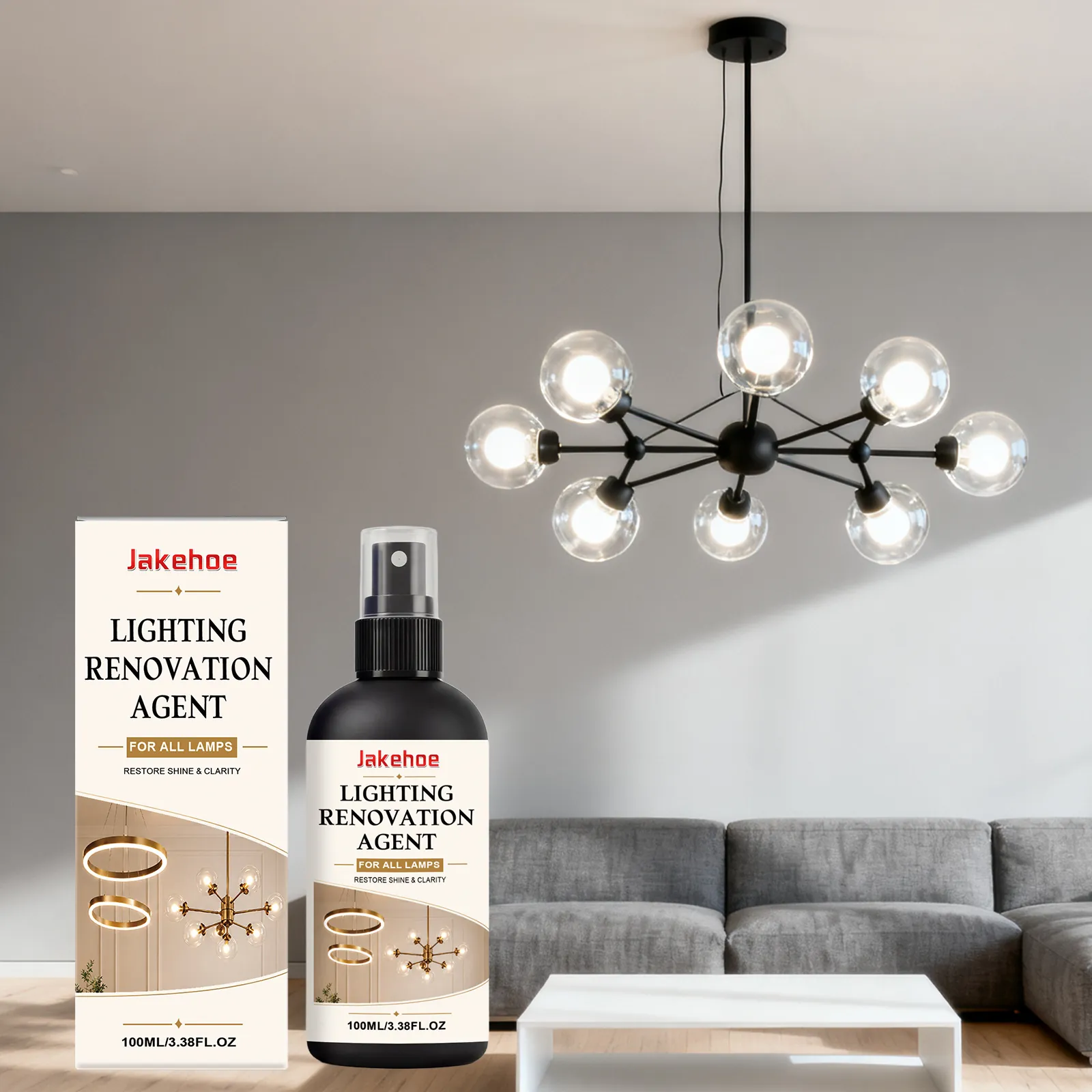 JAKEHOE Lighting Renovation Agent Chandelier Cleaning Spray For Home Ceiling Lamps Crystal Glass Metal Surface Care Polish