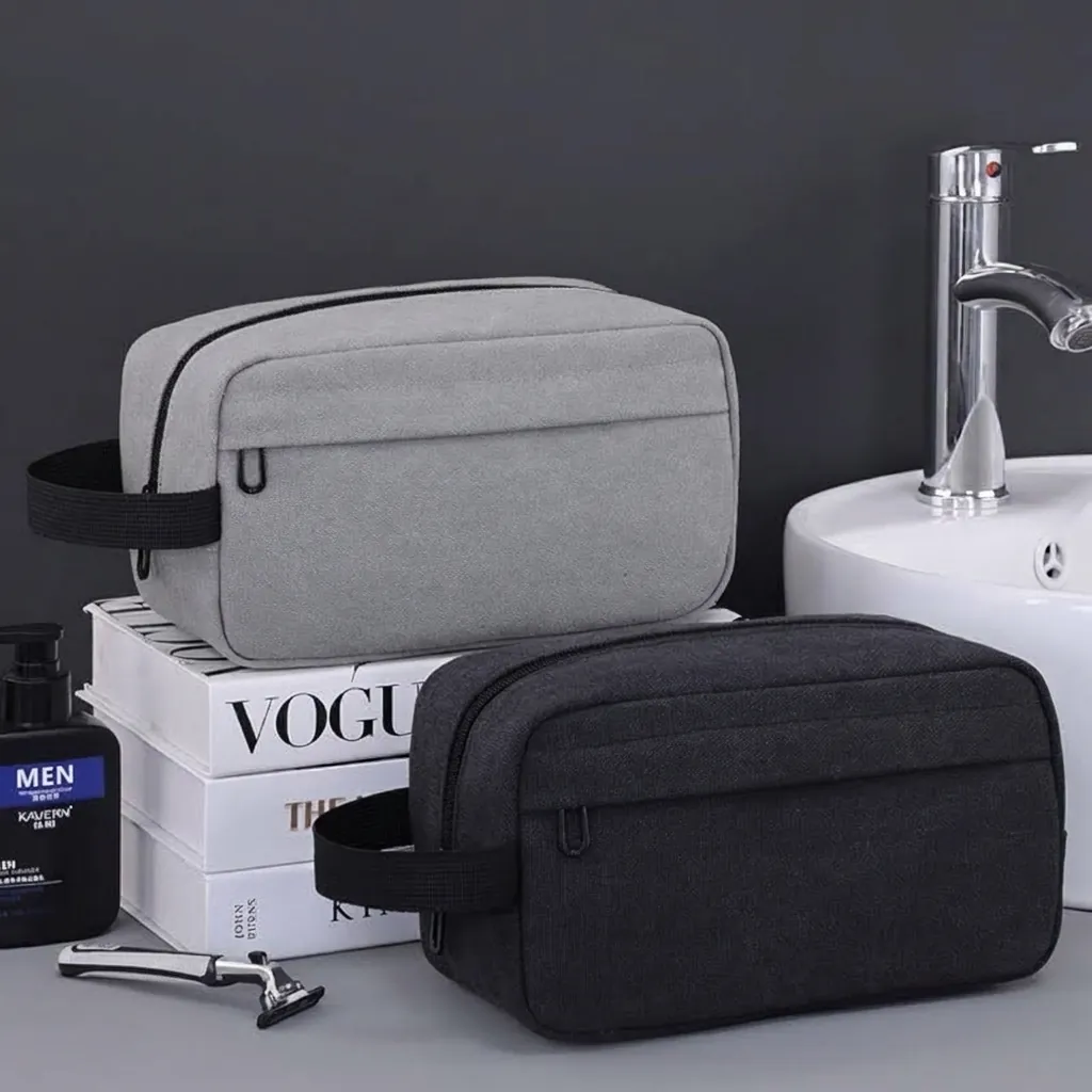 Minimalistischer Gewaschenes Segeltuch Kulturbeutel Für Herren Tragbarer Business Reise Make-up Organizer Waschtasche Große Kapazität