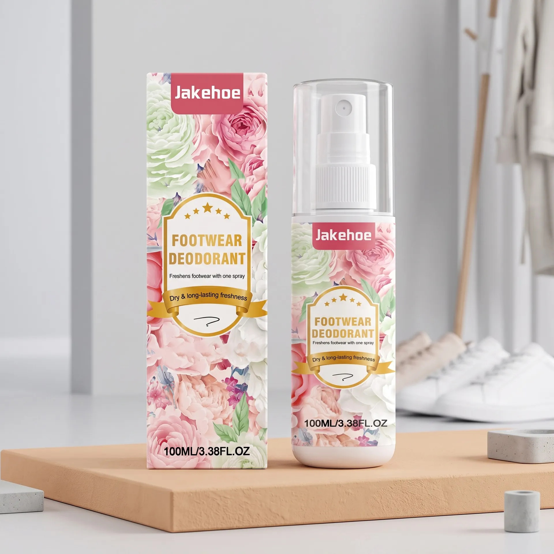 JAKEHOE Floral Scent Footwear Deodorant Spray Effective Odor Remover For Sneakers Leather Shoes Portable Fresh Fragrance