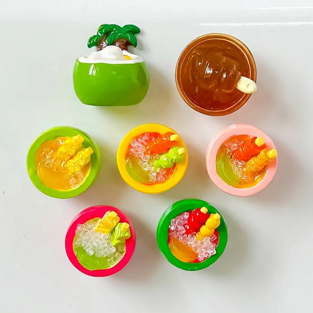 Simulation Dessert Food Play Resin Fridge Magnet Cute Mango Coconut Bowl Miniature DIY Phone Case Keychain Magnetic Accessories