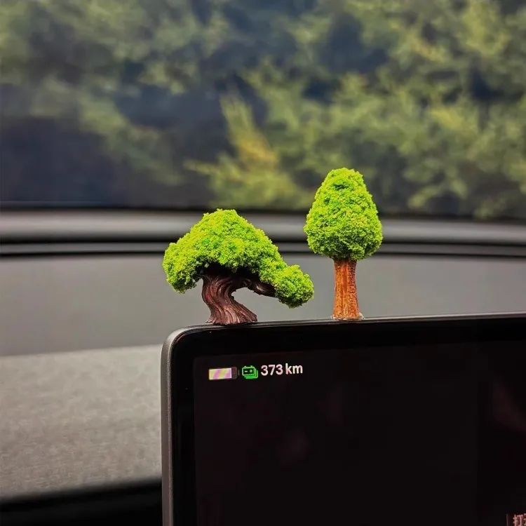 Creative Car Simulated Bonsai Ornament Center Console Decoration Healing Green Plant Car Interior Accessories Resin Mini Tree