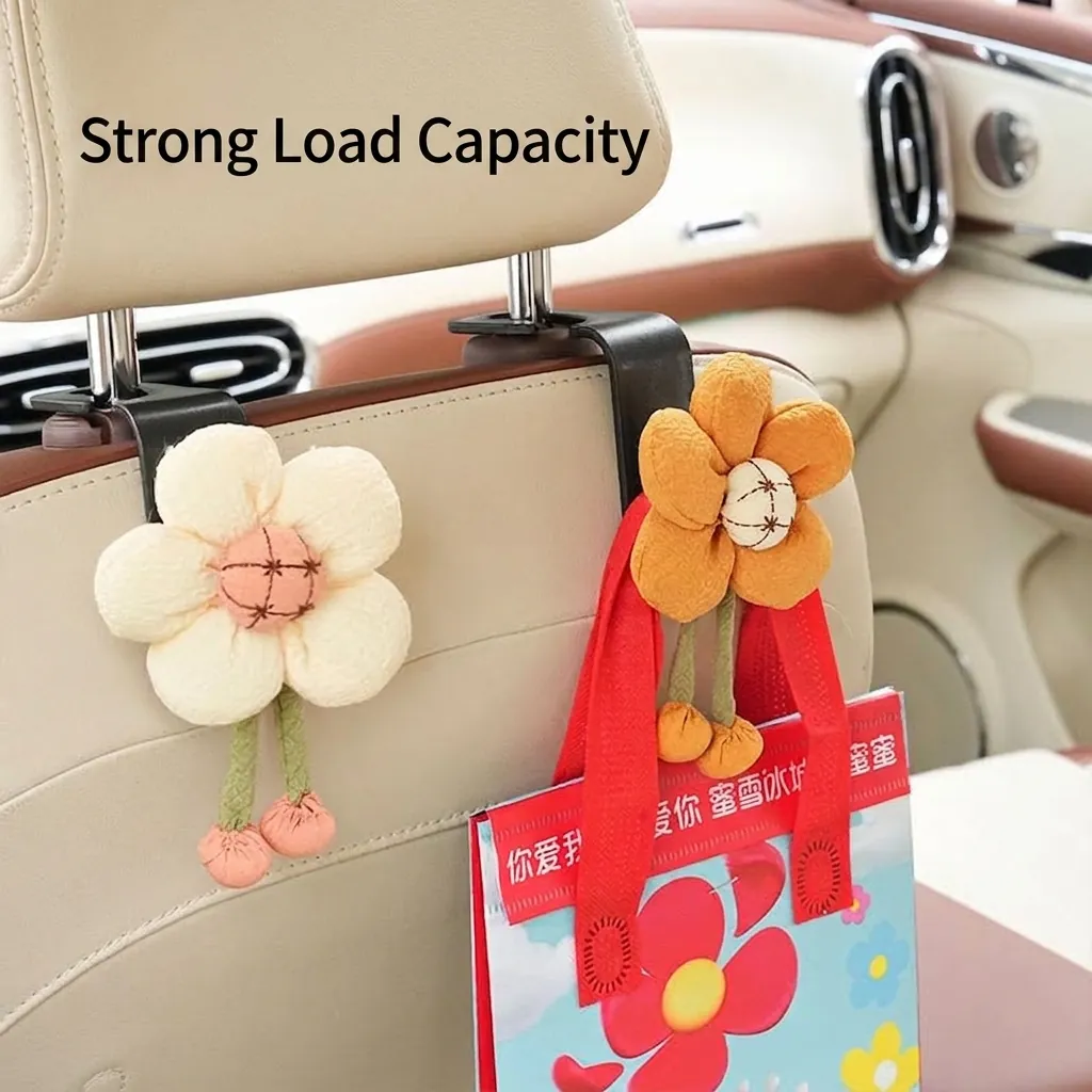 Cartoon Car Seat Back Hook Cute Plush Flower Butterfly Bow Interior Storage Hanger Universal Car Seat Hook Decoration
