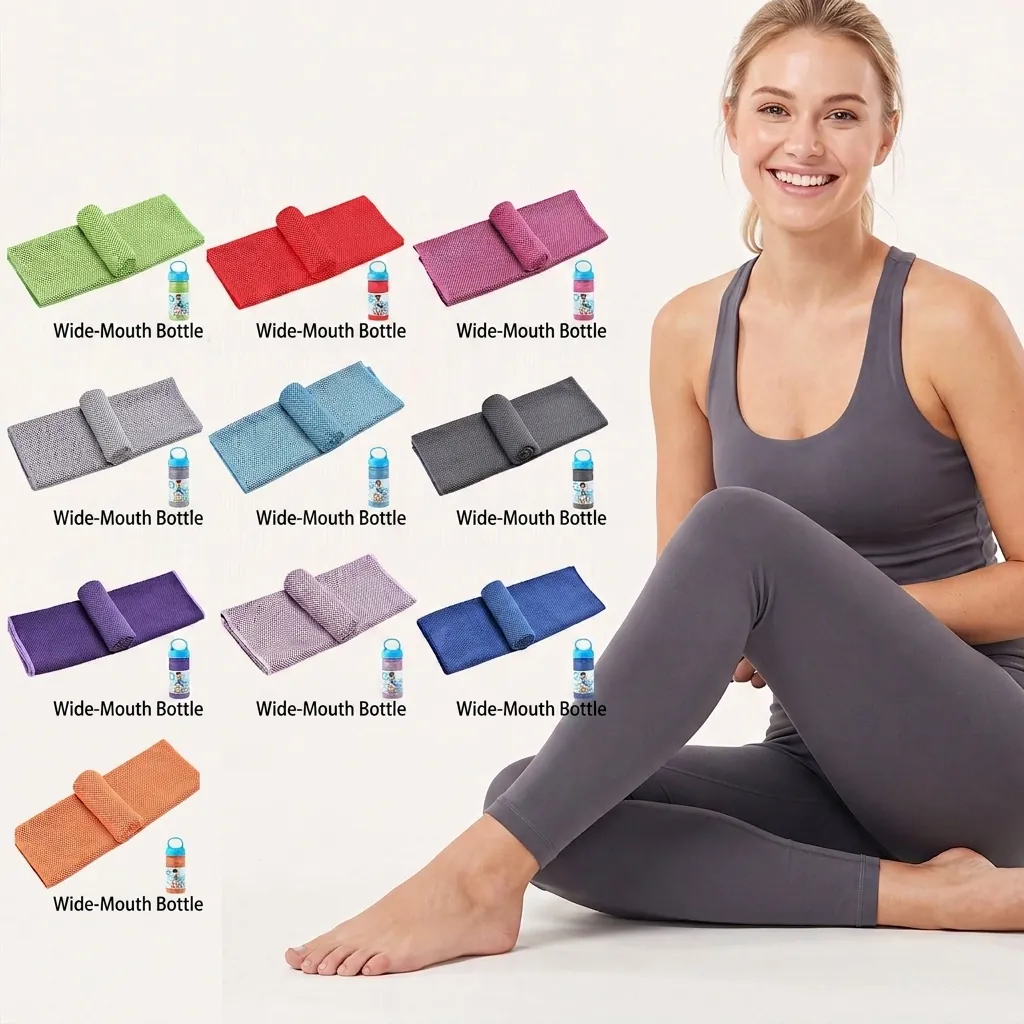 Serviette Rafraîchissante Instantanée Séchage Rapide Respirante Serviette de Glace Avec Bouteille Portable pour Sport Gym Yoga Activités Extérieures