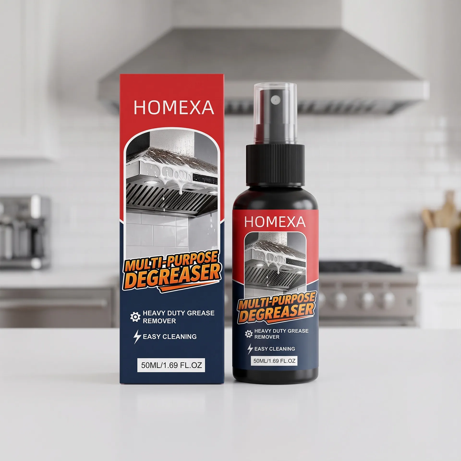 HOMEXA Multi-Purpose Kitchen Degreaser Heavy Duty Grease Remover Spray For Range Hood Stovetop Cookware Deep Cleaning Detergent