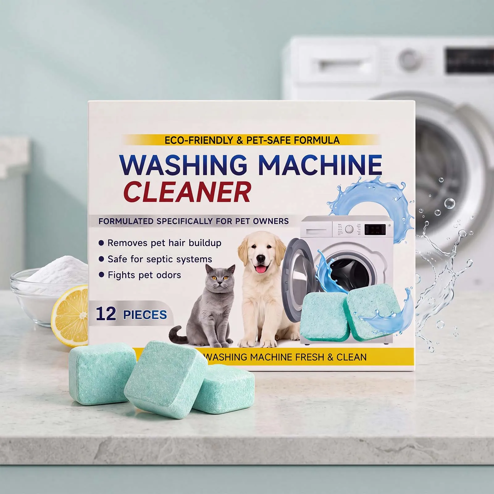 Pet Safe Washing Machine Cleaner Tablets Effervescent Deep Cleaning Deodorizing Hair Removal Laundry Drum Washer Descaler