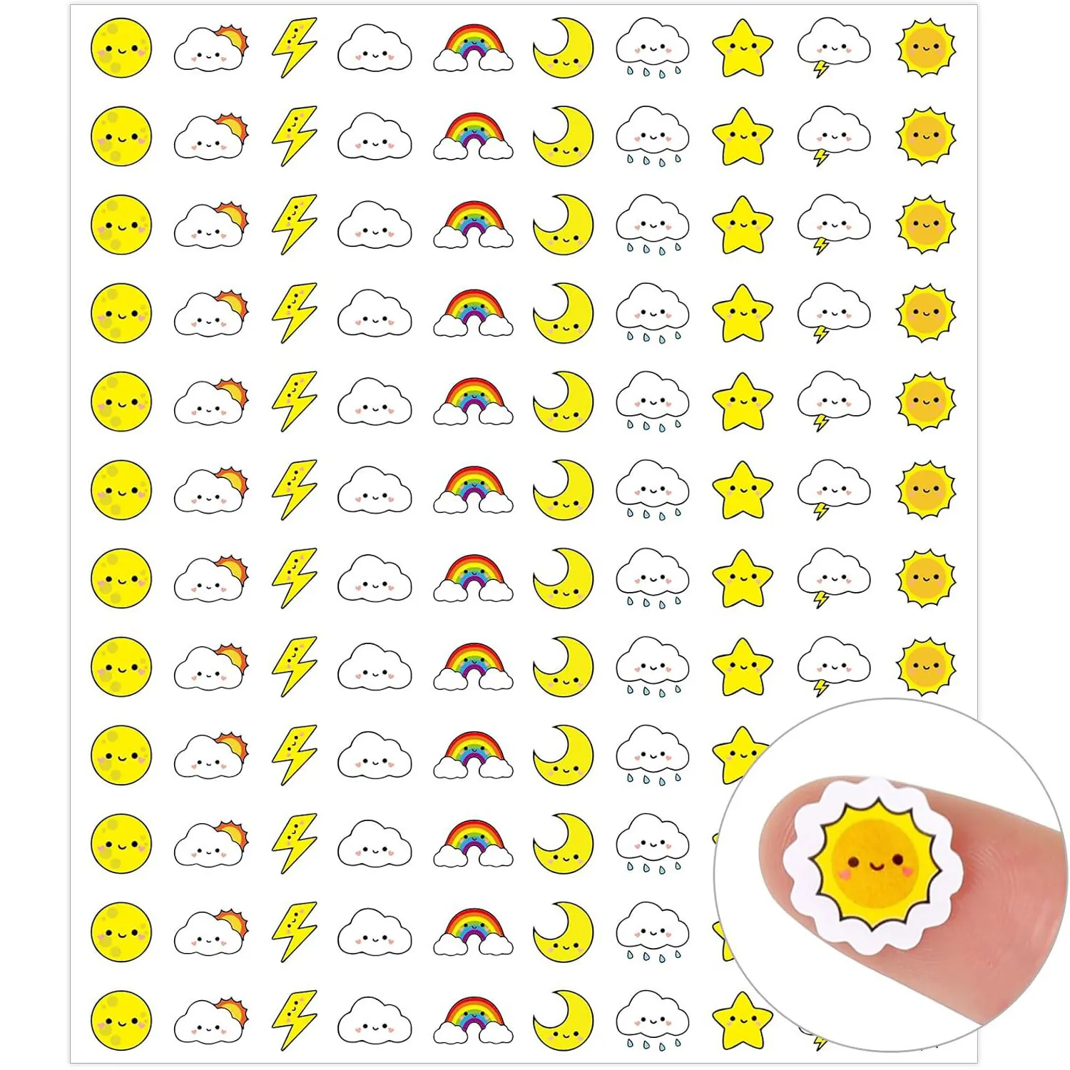 Mini Pegatinas de Clima Linda Cara Sonriente 10 Diseños Sol Luna Arcoíris Estrella Pegatinas para Scrapbooking DIY Regalo Decoración
