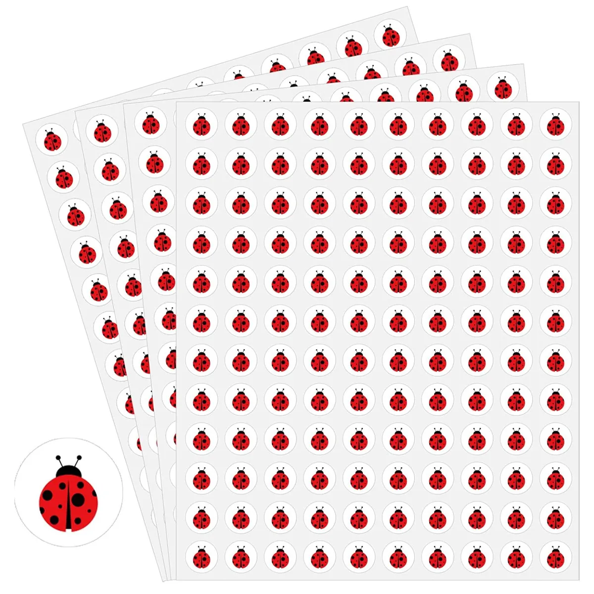 Cartoon Ladybug Stickers Round Mini Insect Stickers For Kids DIY Craft Scrapbooking Early Education Reward Stickers Stationery