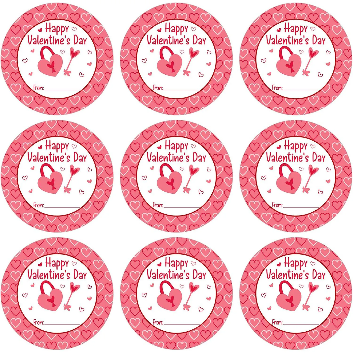 Adesivi Felice San Valentino Romantici Rosa Cuore Lucchetto Chiave Design Etichette Adesive Per Sacchetti Regalo Biglietti Busta