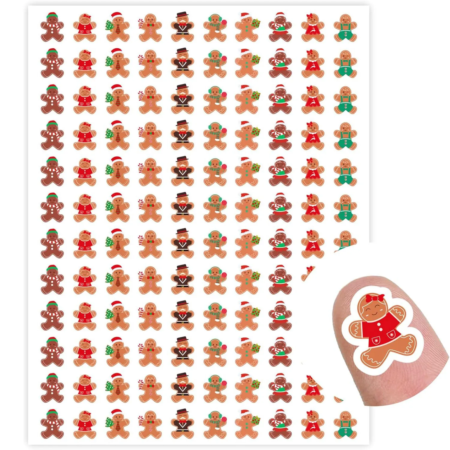 Mini Pegatinas de Navidad Hombre de Jengibre para Sobres Scrapbooking DIY Decoración Festiva Pegatinas de Hombre de Jengibre