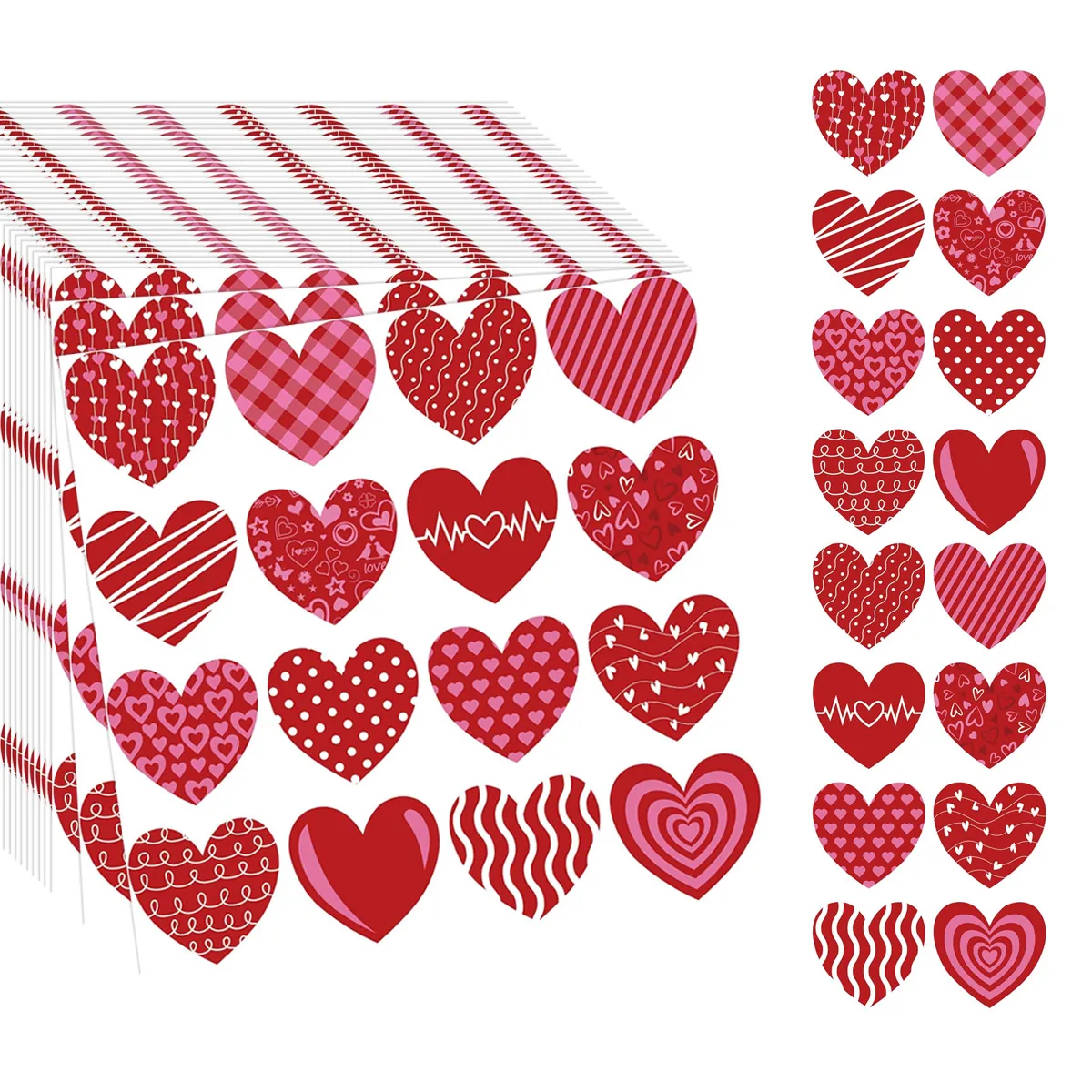 Romantic Heart Shaped Self Adhesive Labels For Valentine Day Wedding Party Gift Bag Sealing Stickers Red Pink Decoration