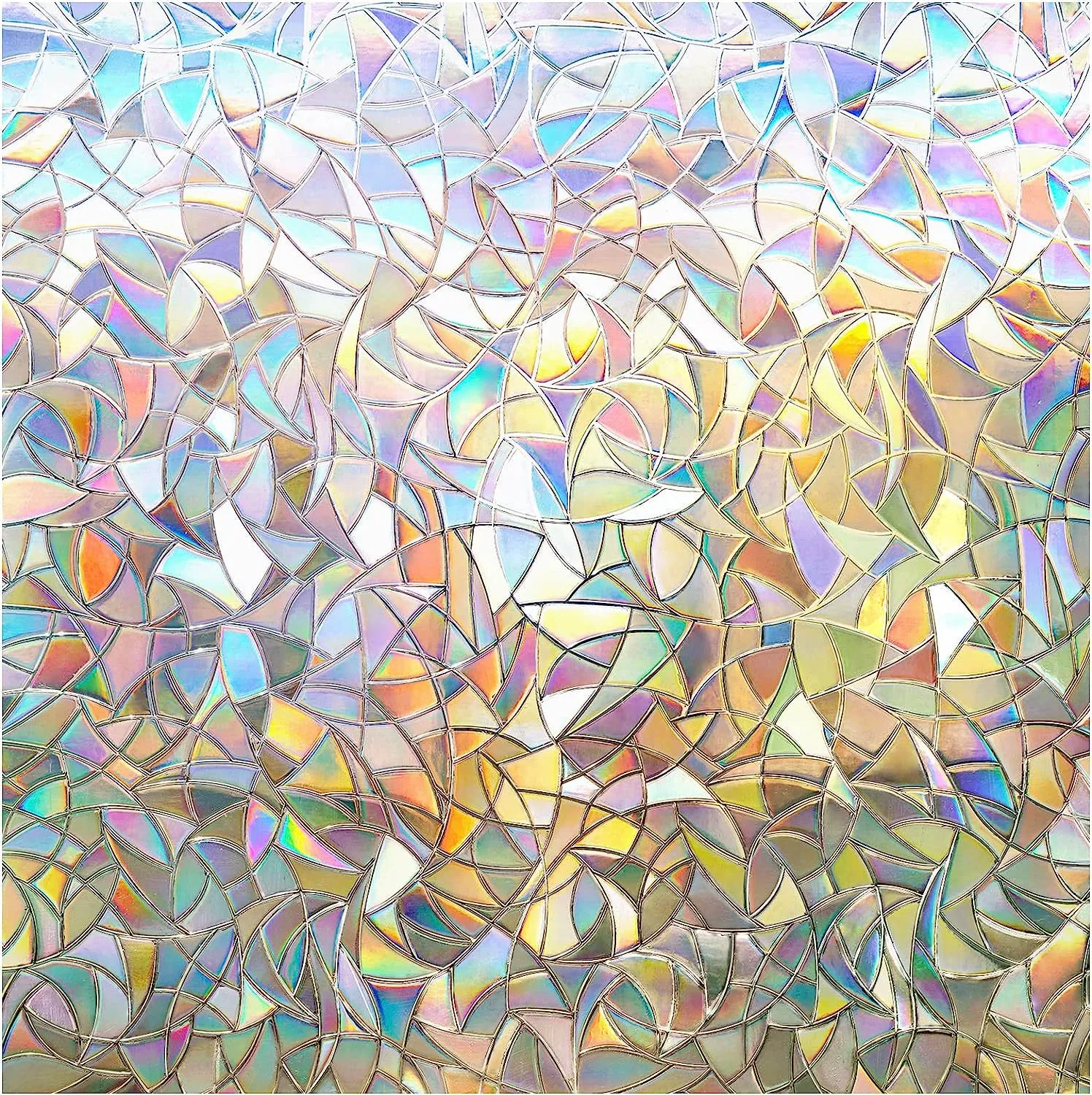 3D Regenbogen Fensterfolie Halbmond Geometrisches Muster Privatsphäre Schutz Statisch Haftend Nicht Klebend Deko Aufkleber