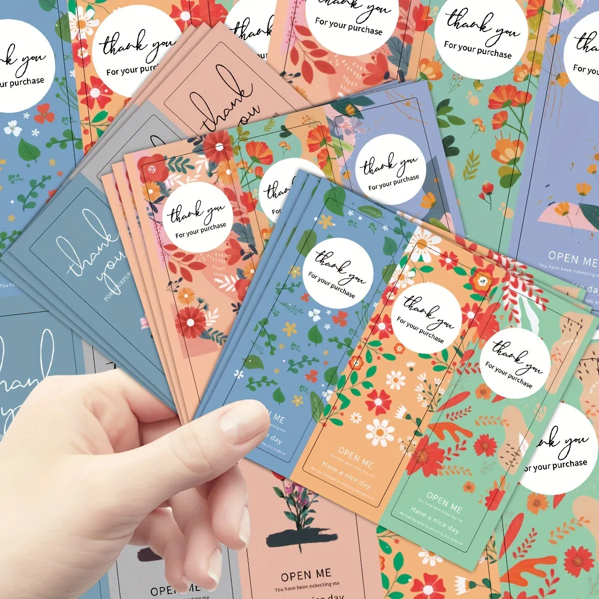 Rechteckige Florale Danke Etiketten Kunstdruckpapier Dekorative Versiegelung Aufkleber Für Geschenkverpackung Bäckerei Bestellung