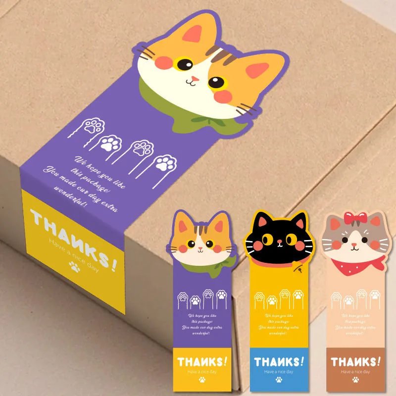 Cartoon Katze Danke Siegelaufkleber Tierillustration Dekorative Etiketten Für Business Paket Geschenkverpackung Zubehör