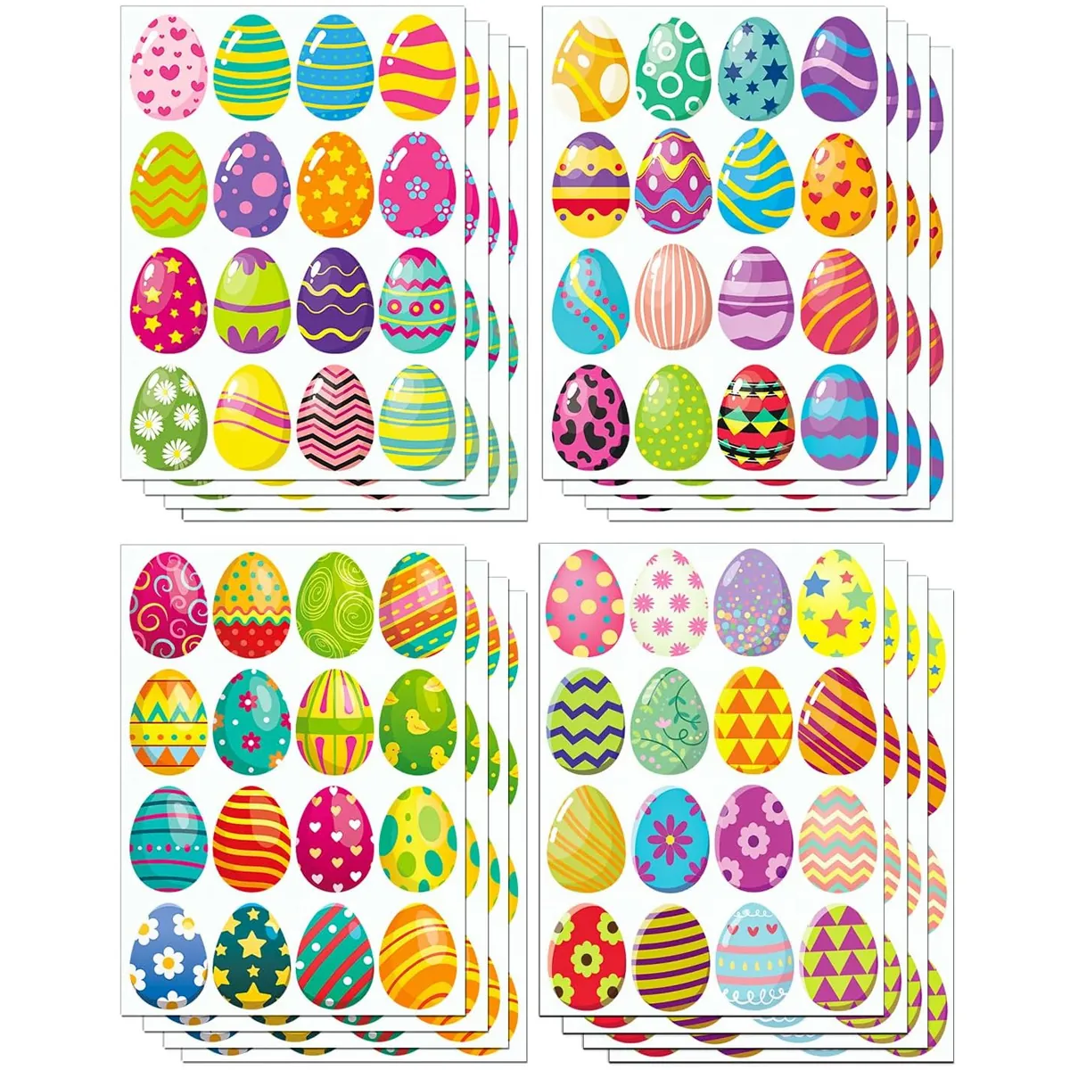 Easter Egg Sticker Set Colorful Self-Adhesive Labels for DIY Scrapbook Gift Envelope Sealing Waterproof Holiday Decoration
