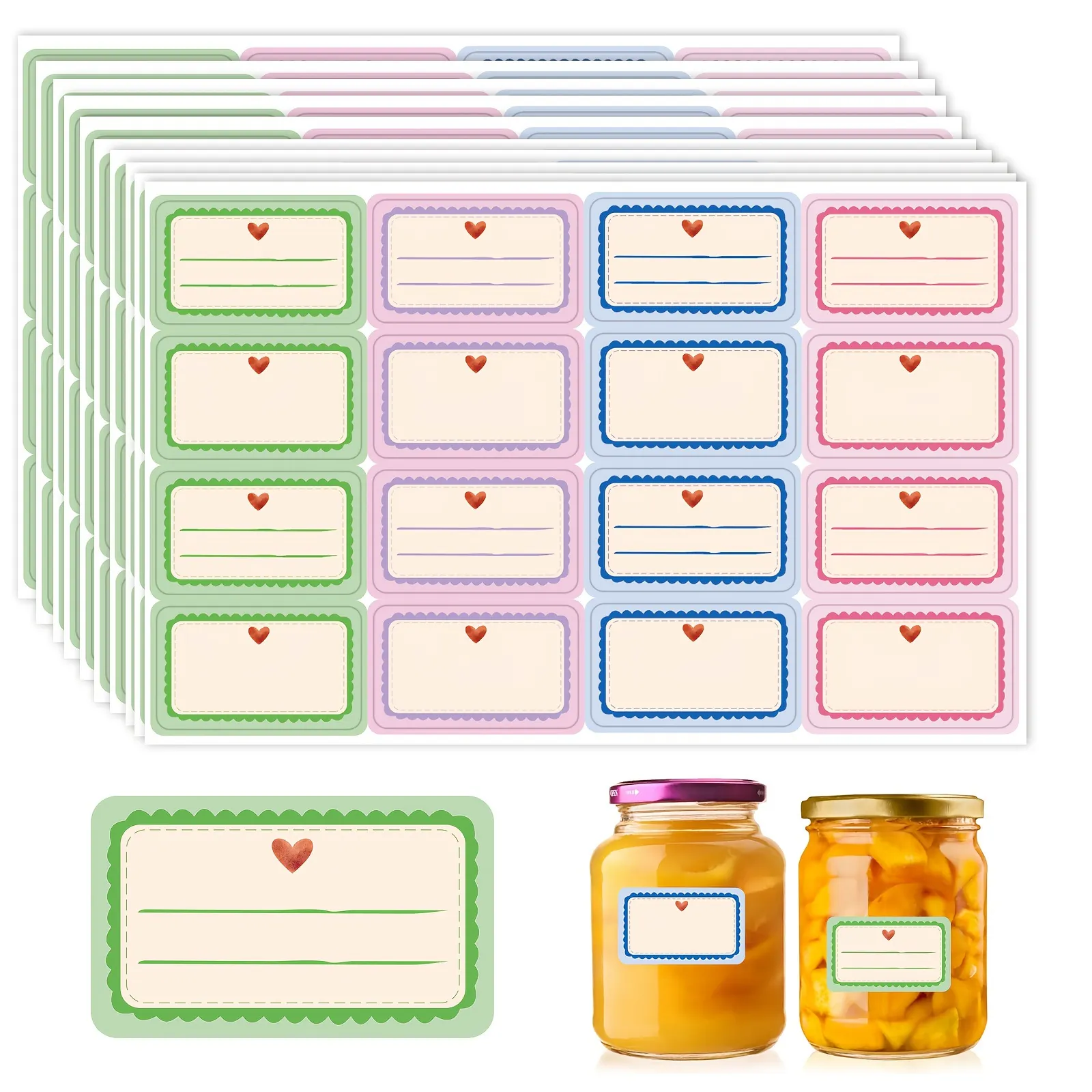 Colorful Scalloped Edge Handwriting Label Stickers For Home Kitchen Jar Storage Classification Date Marking Synthetic Paper Labels
