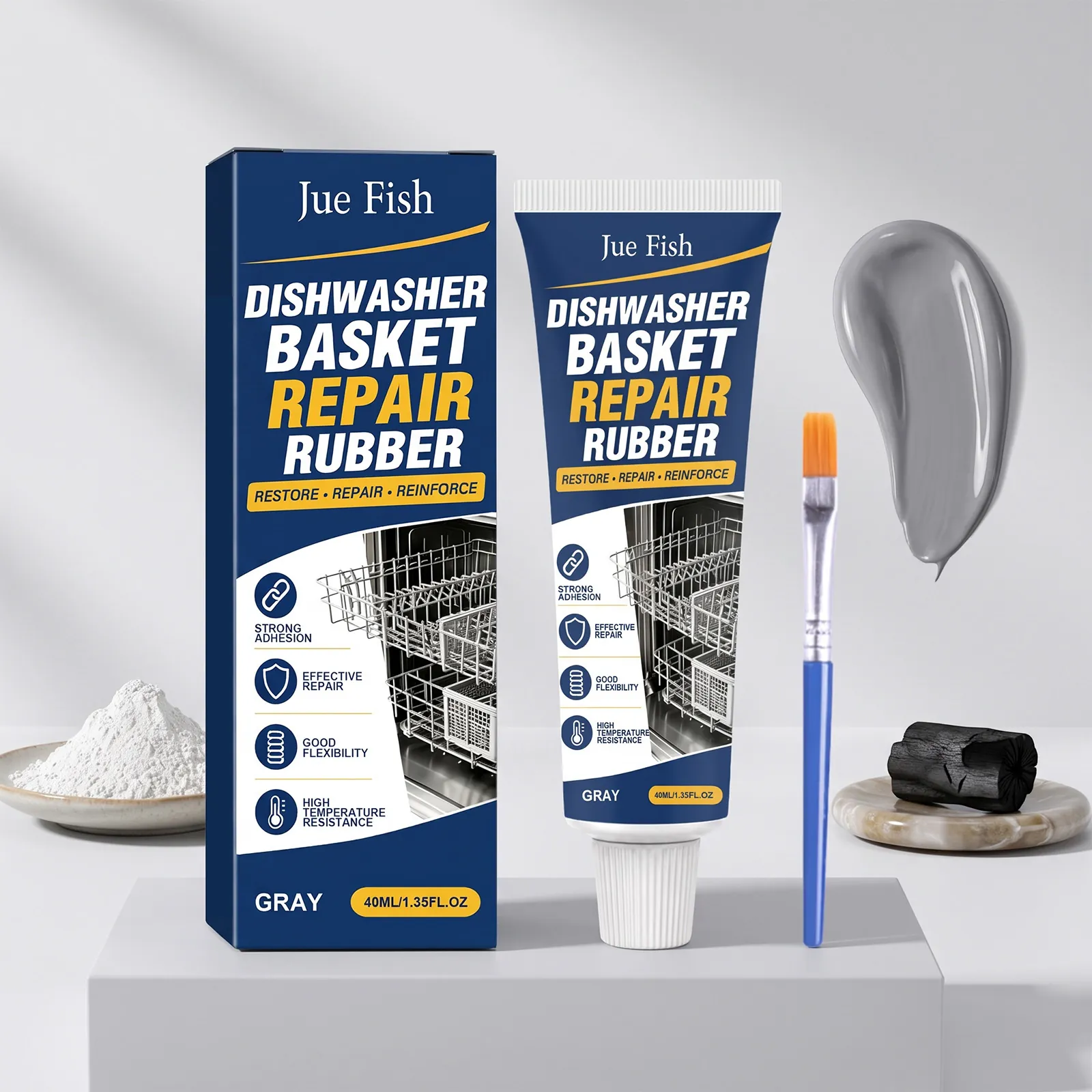 Jue Fish Gray Dishwasher Basket Repair Rubber Kit Heat Resistant Liquid Coating Scratch Repair Agent For Dishwasher Rack