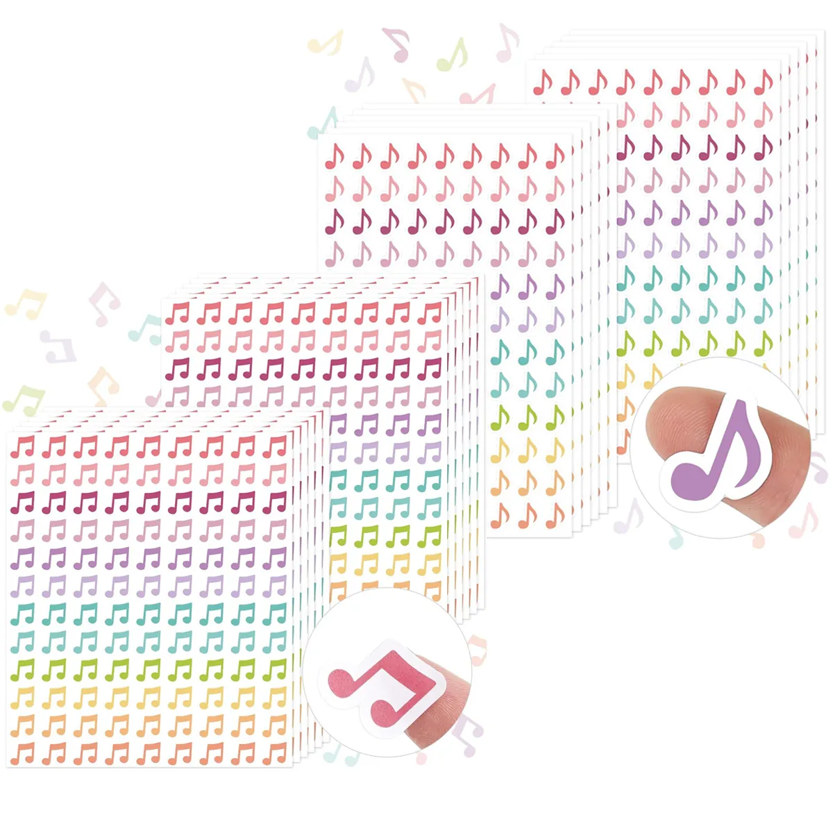 Waterproof Colorful Musical Note Stickers DIY Journal Scrapbooking Decorative Music Symbol Self Adhesive Synthetic Paper Stickers
