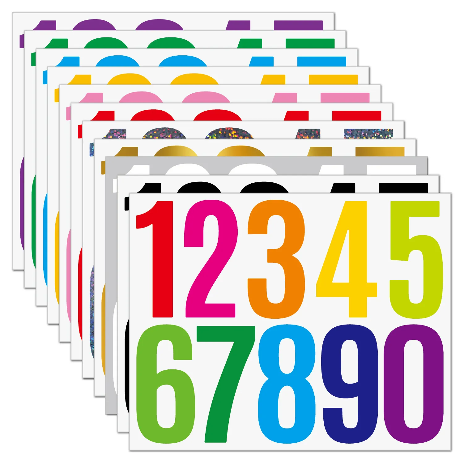 Large Waterproof Vinyl Number Stickers Self Adhesive Die Cut Numeric Decals For Mailbox Address Business Cargo Identification Home Signs