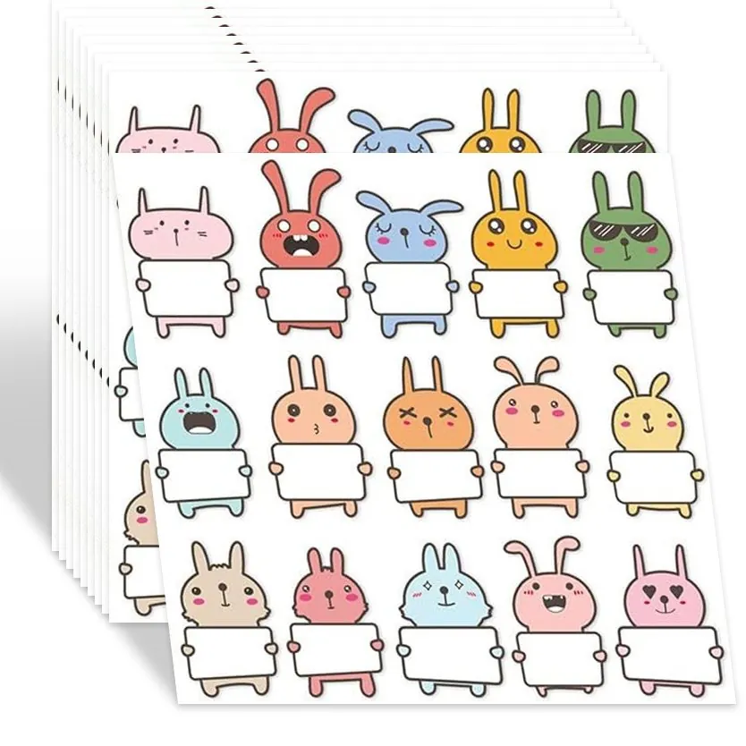 Cartoon Animal Name Stickers Writable Color Border Self-Adhesive Labels For Kids School Stationery Kitchen Jar Identification Stickers
