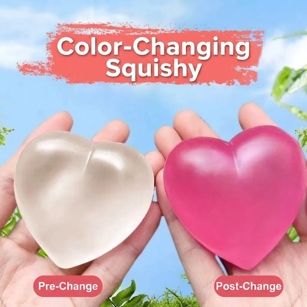 Φωτοχρωμικό Squishy Παιχνίδι Καρδιά που Αλλάζει Χρώμα στο Φως Αργή Επαναφορά Αντιστρες Παιχνίδι TPR για Ενήλικες και Παιδιά