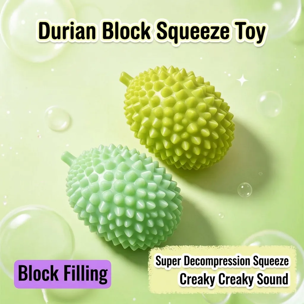 Jouet Squishy Durian Réaliste Rempli de Blocs de Construction TPR Anti-stress Jouet Sensoriel Bricolage Manuel Jouet à Presser en Forme de Fruit