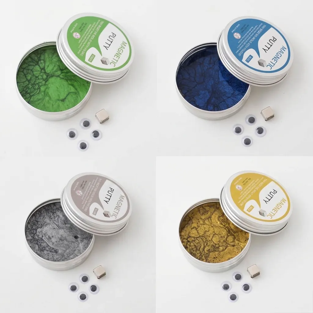 Creativo Set di Giocattoli Antistress in Pasta Magnetica per Bambini Adulti Argilla Metallica Con Cubo Magnetico e Occhi Giocattoli Fai da Te