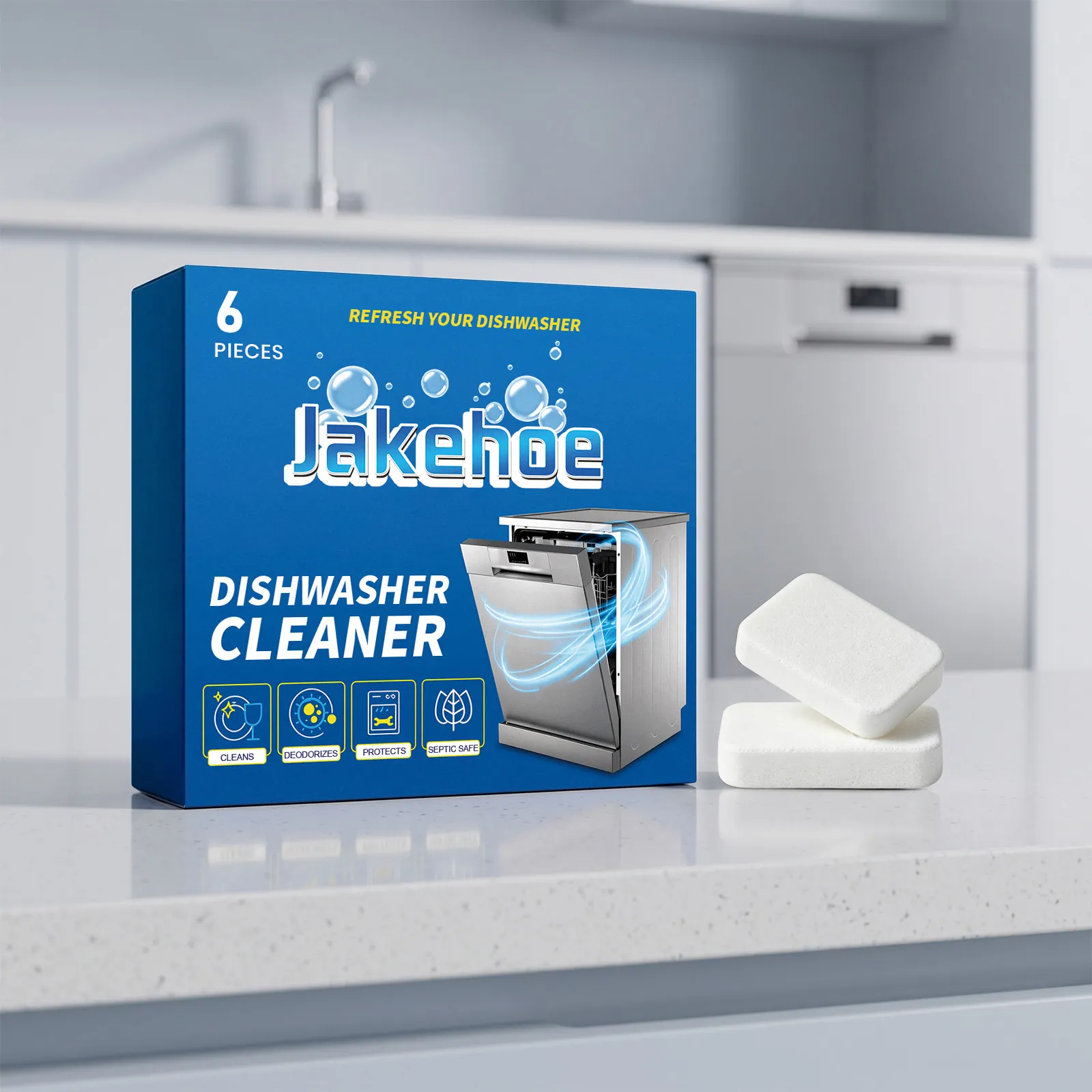 JAKEHOE Dishwasher Cleaner Tablets Powerful Descaling Deodorizing Cleaning Effervescent Tablets For Automatic Dishwashers Machine Maintenance