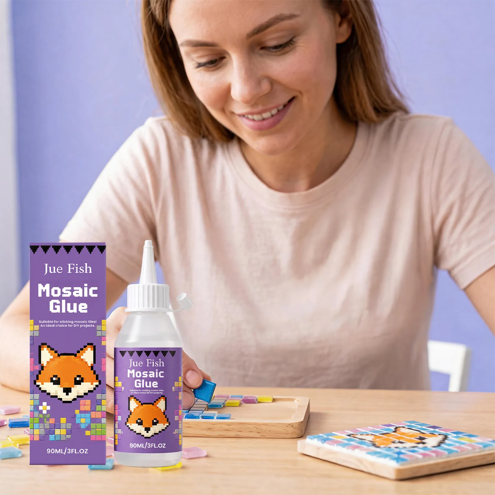 Jue Fish 90ml Colle pour Mosaïque Transparent Imperméable Adhésif pour Carreaux de Mosaïque Bricolage Art Maison Colle Forte