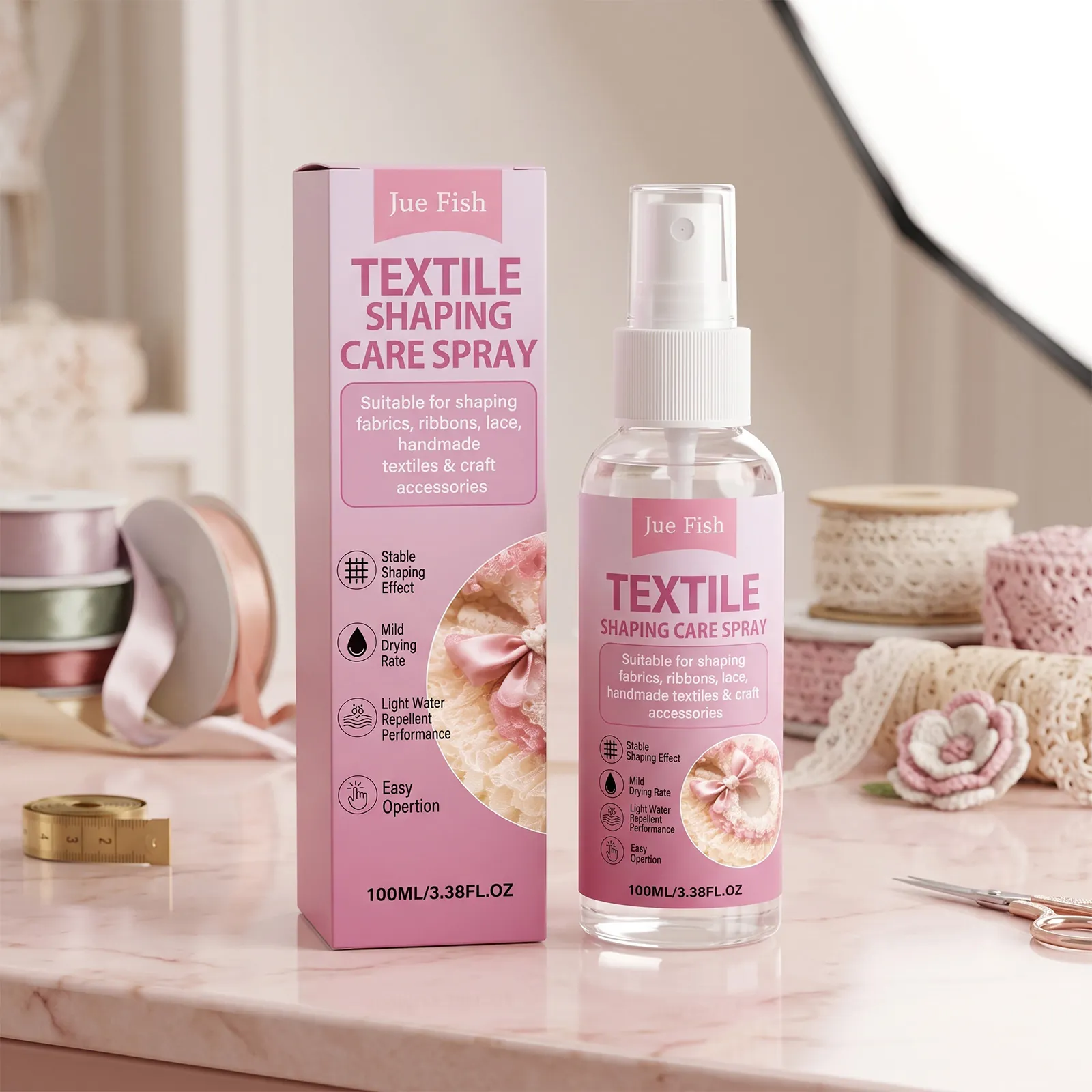 Jue Fish Spray d'Entretien Textile Façonnage Imperméable Raidisseur de Tissu Pour Ruban Dentelle Artisanat Anti-Boulochage Protecteur