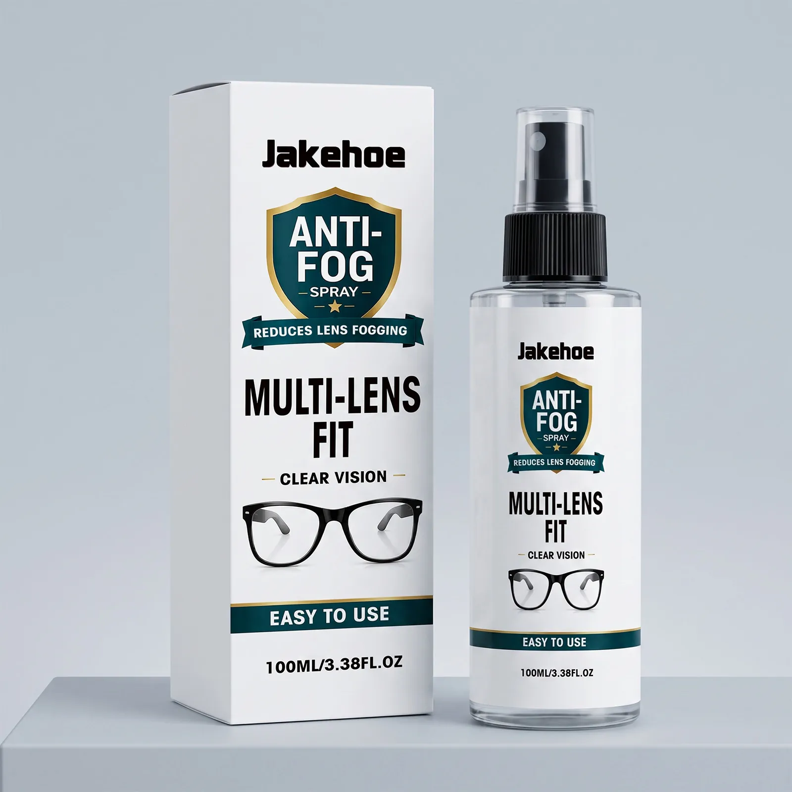 JAKEHOE Anti Fog Spray For Glasses Reduces Lens Fogging Multi Lens Fit Clear Vision Portable Cleaner For Eyeglasses Goggles