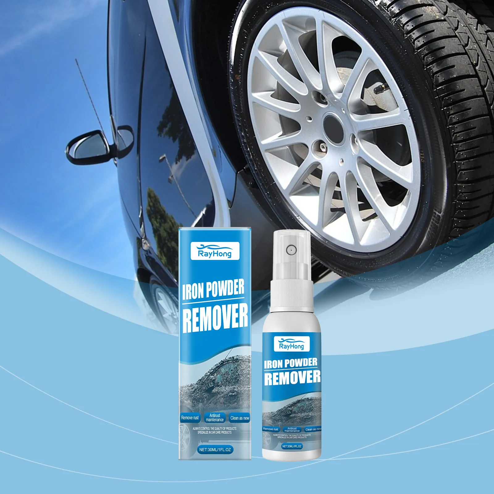 RayHong Spray Per La Rimozione Della Ruggine Dalla Polvere Di Ferro Dell'Auto Detergente Efficace Per La Prevenzione Della Ruggine Dei Mozzi E La Lucidatura