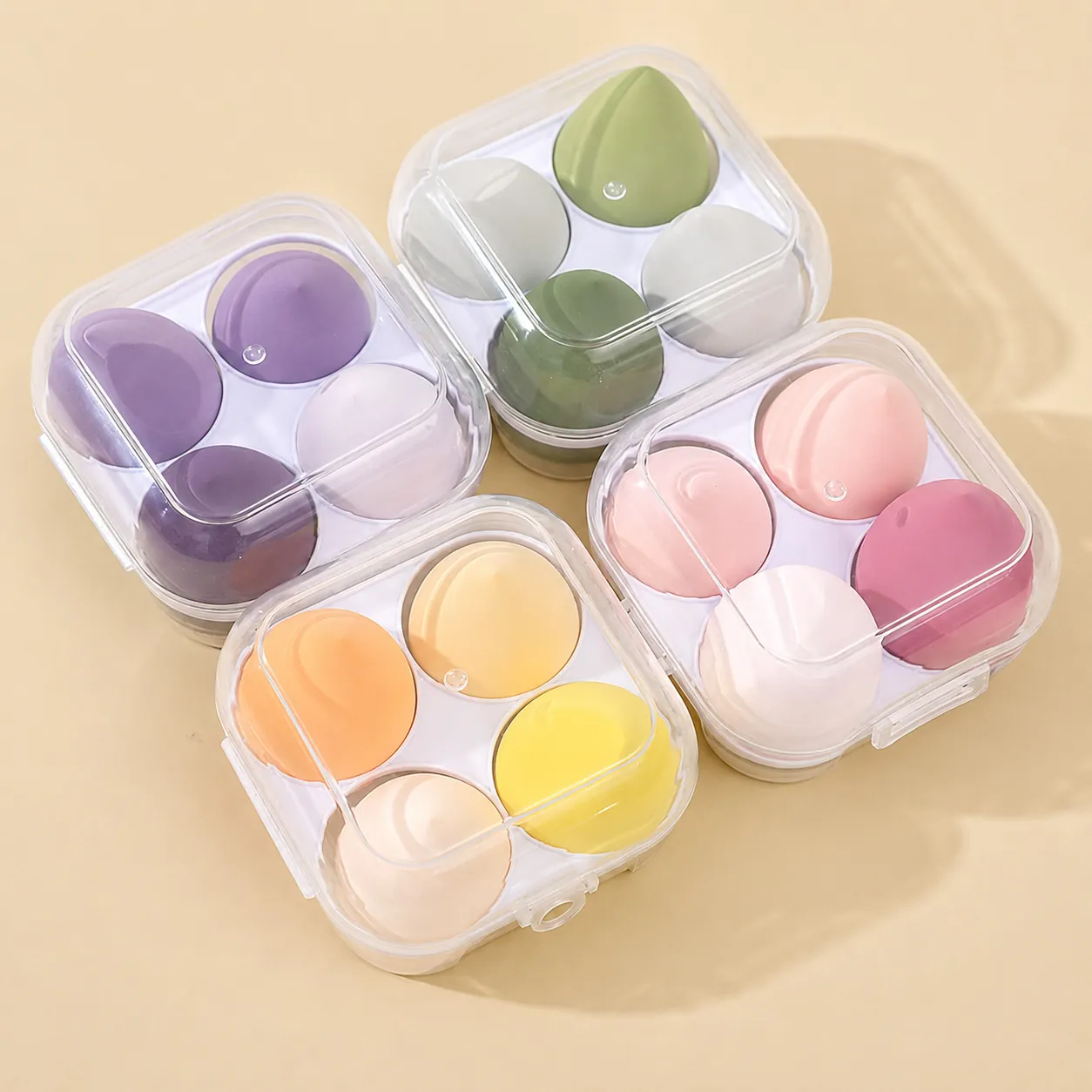 Professional Hydrophilic Non-latex Makeup Sponge Set Soft Wet Dry Dual Use Foundation Blender With Clear Storage Case