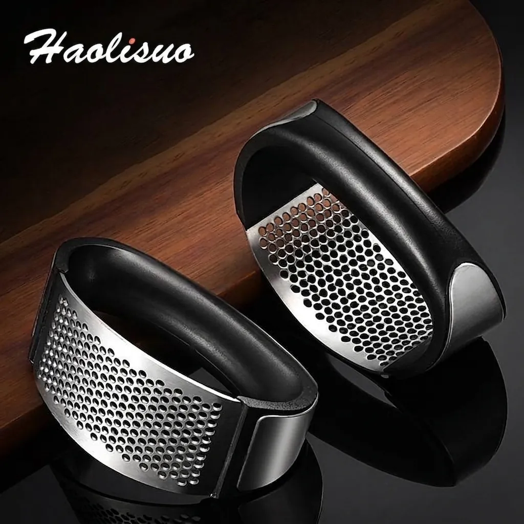 Stainless Steel Garlic Press Rocker Manual Garlic Mincer Crusher With Ergonomic Handle Kitchen Garlic Ginger Squeezer Tool