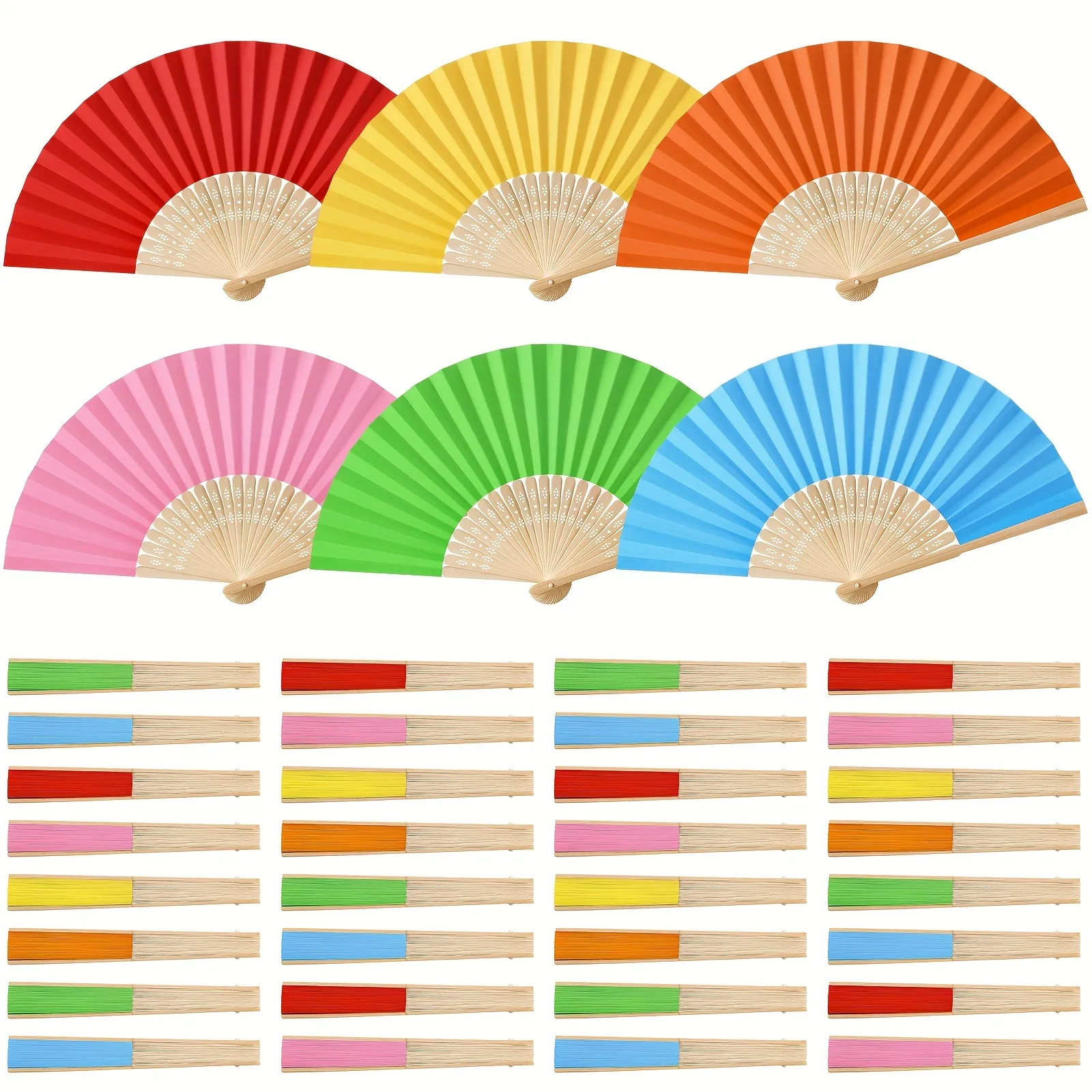 DIY Personalized Graffiti Folding Paper Fan Multi Color Wedding Party Gift Bamboo Rib Paper Hand Fan Handheld Craft Fan