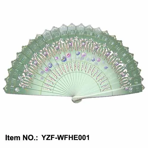Abanico Plegable Español de Madera Pintado a Mano por Ambos Lados para Danza Boda Decoración del Hogar Patrón Floral