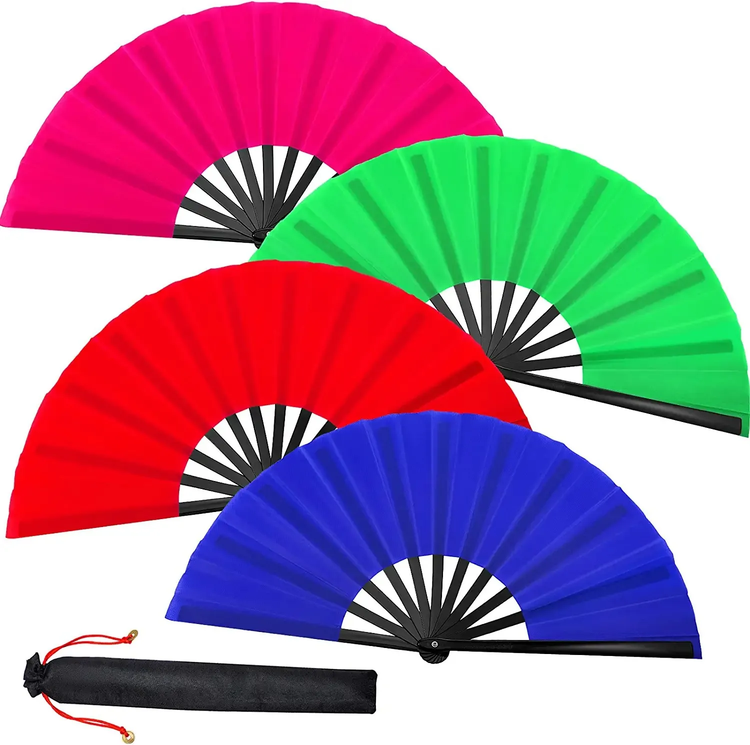 Plastic Rib Martial Arts Performance Sounding Folding Fan Chinese Tai Chi Kung Fu Handheld Fan for Dance Party Decoration