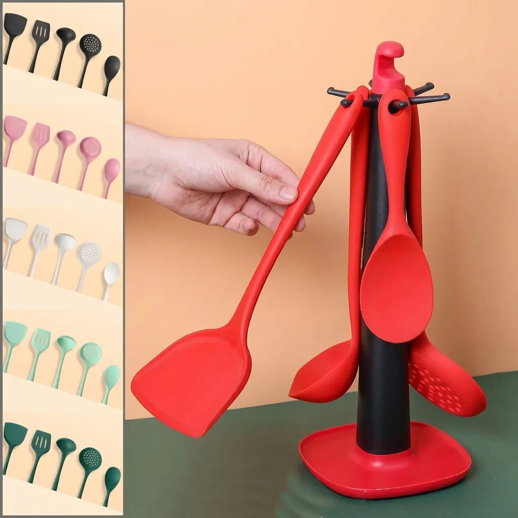 Heat Resistant Silicone Kitchen Utensils Spatula Ladle Turner Collection For Non Stick Cookware Baby Food Kitchen Tools