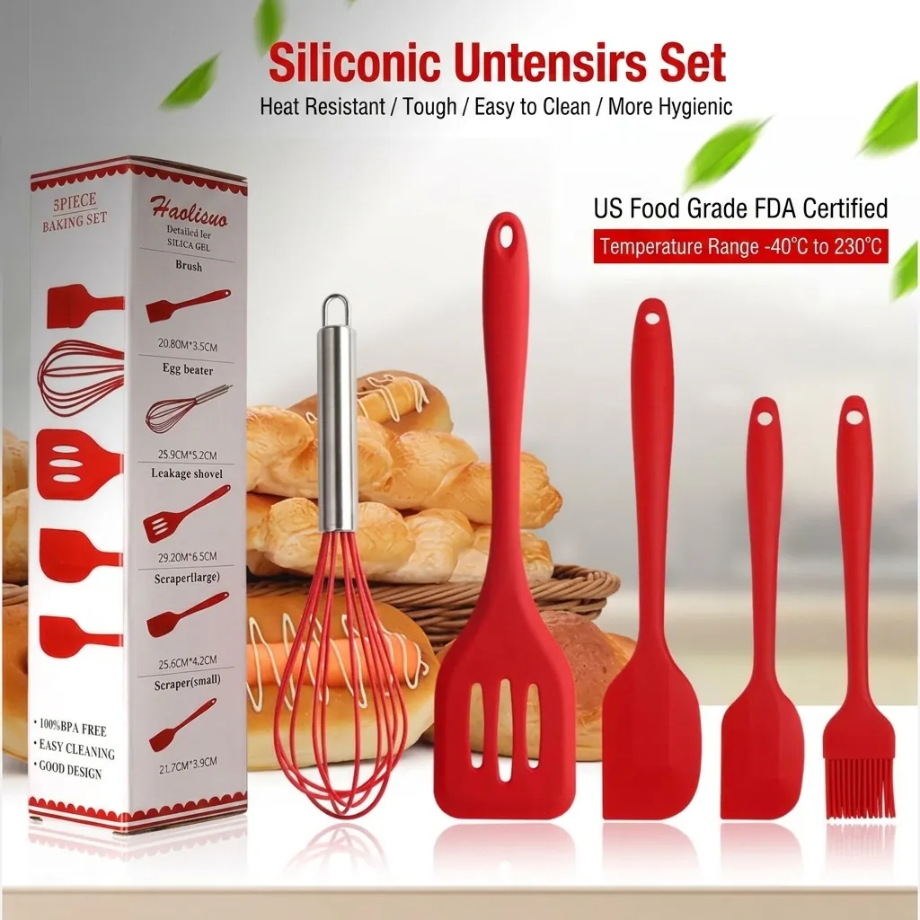 Silicone Kitchen Baking Utensil Set Heat Resistant Spatula Whisk Oil Brush Cooking Tools For Home Kitchen Bakery Accessories