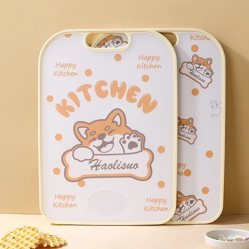 Double Sided Cutting Board Food Grade PP TPR Chopping Board With Cute Corgi Shiba Inu Cartoon Pattern For Kitchen Fruit
