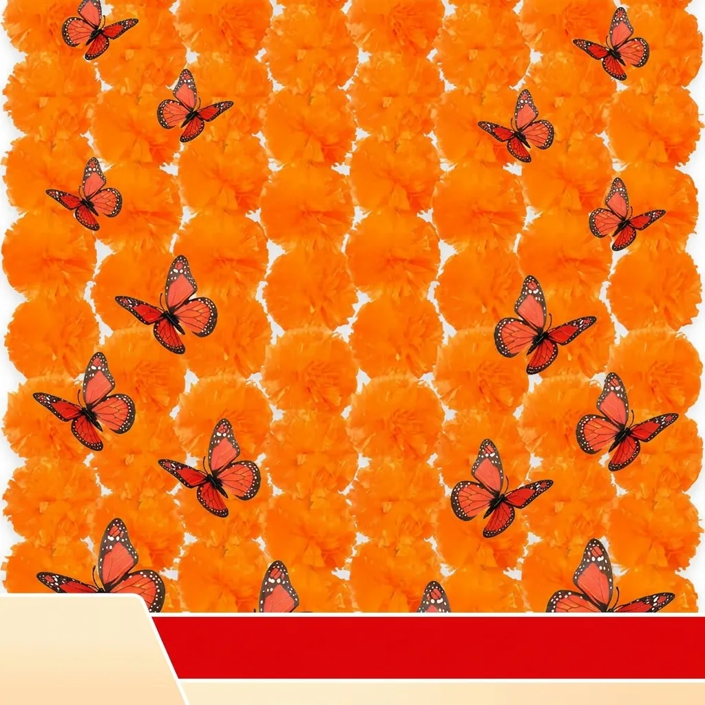 Realistic Artificial Marigold Garland For Day Of The Dead Mexican Halloween Indian Wedding Party Decor Plastic Flower String