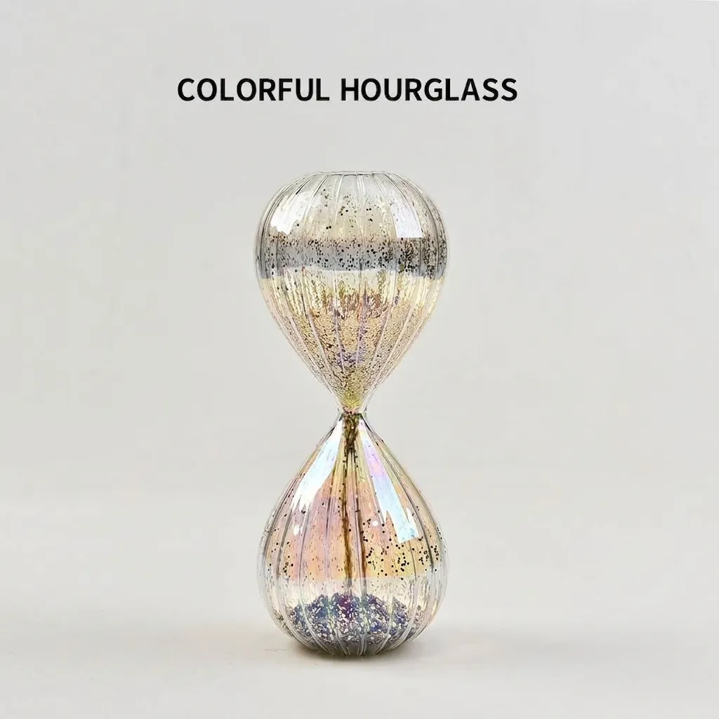 Modern Iridescent Sequin Glass Hourglass Timer Fashion Home Office Desk Decor Ornament Colorful Glitter Sand Clock Gift