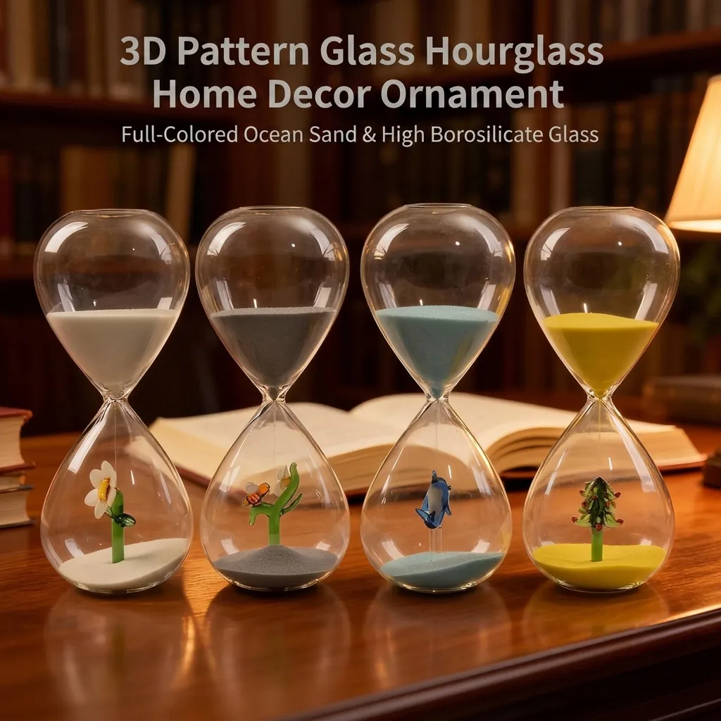 Borosilicate Glass Hourglass 30 Minute Timer Creative 3D Christmas Tree Dolphin Bee Flower Miniature Landscape Desktop Decor