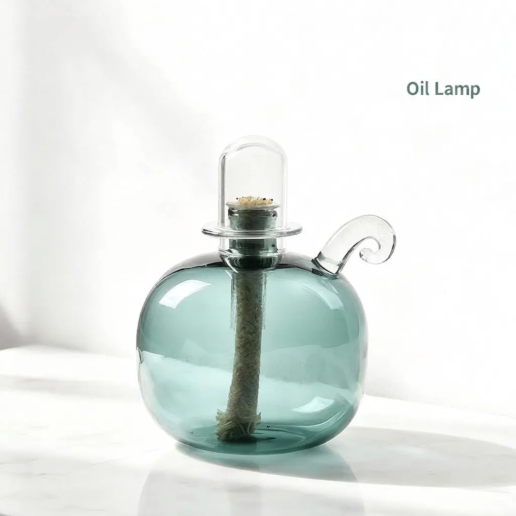 Creative Spherical Colored Glass Oil Lamp Borosilicate Glass Candle Holder With Windproof Cover Handmade Tabletop Decor